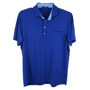 Greyson Short Sleeve Performance Pocket Polo Shirt Men's Large Blue Stretch‎